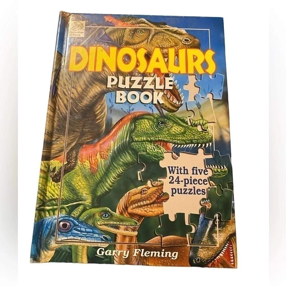 Dinosaur puzzle book & dinosaur figures bundle